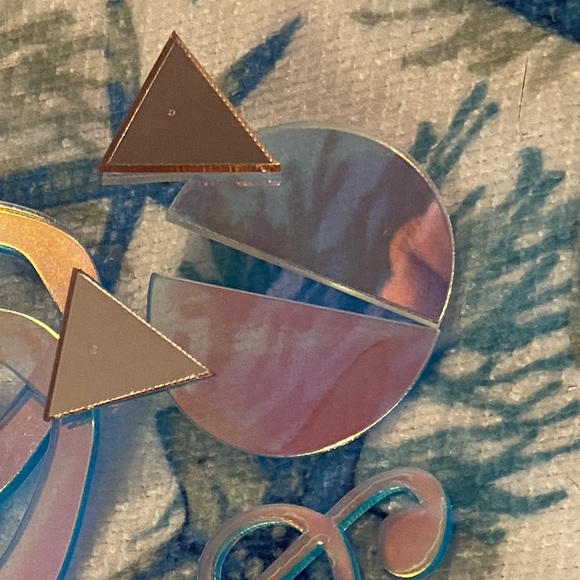 Brand New Geometric Iridescent Statement Earrings Cool, Fun Half ⭕️ &🔺🔻Shapes - Picture 4 of 8